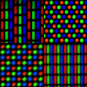 Dispositions possibles des mosaïques de lumières colorées dans un écran.